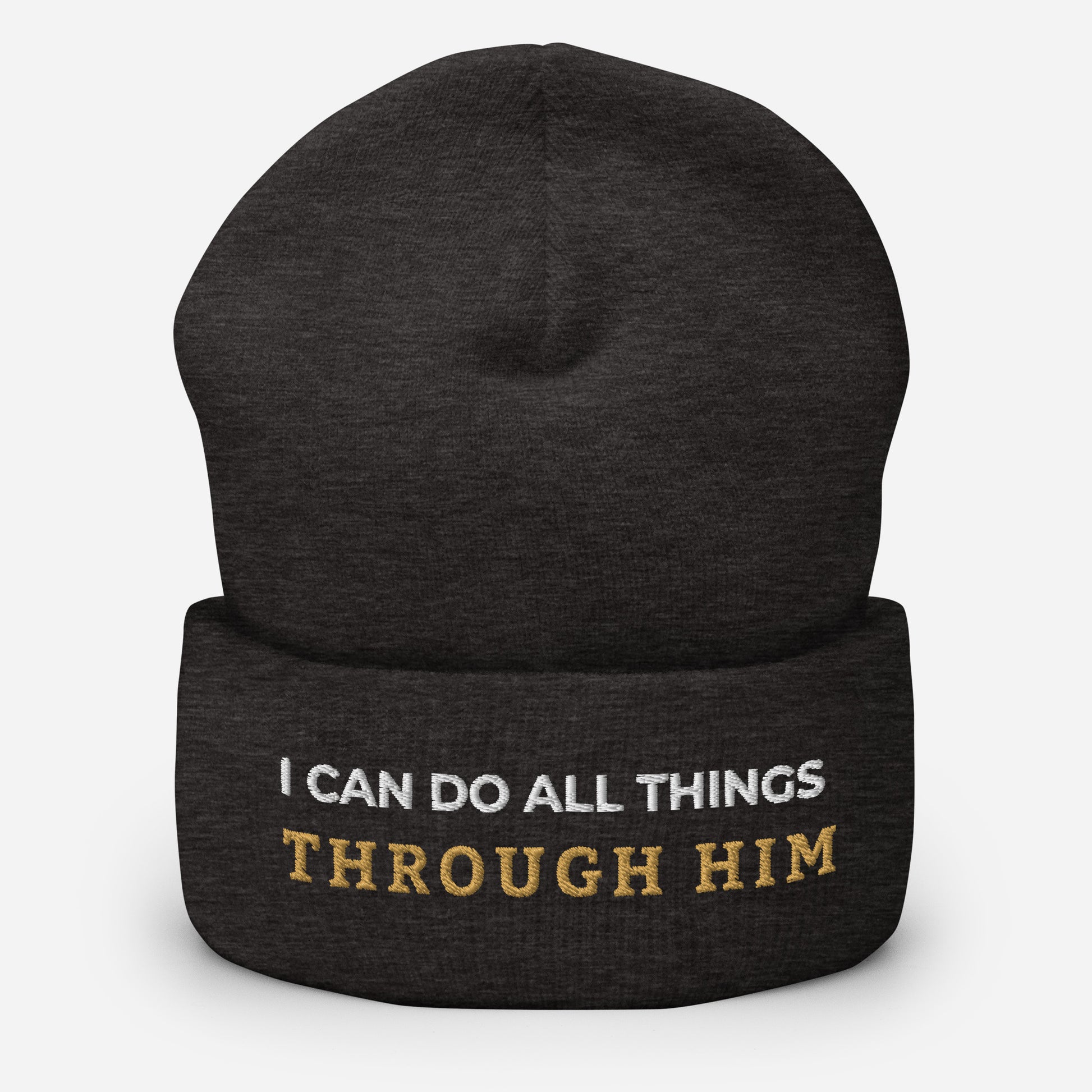 Through Him Cuffed Beanie - Dark Grey - Front View
