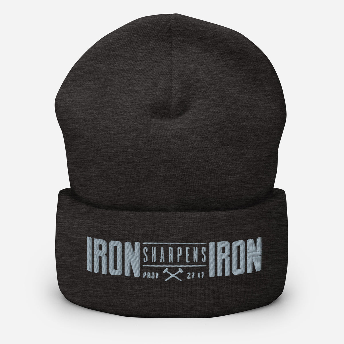 Men's Iron Sharpens Iron Beanie - Dark Grey - Front View