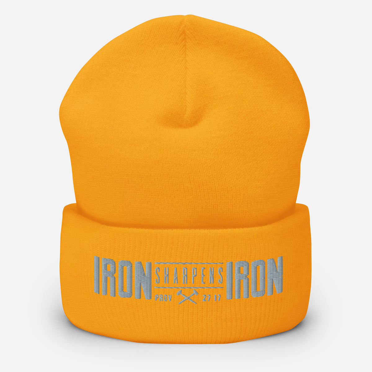 Men's Iron Sharpens Iron Beanie - Gold - Front View 3