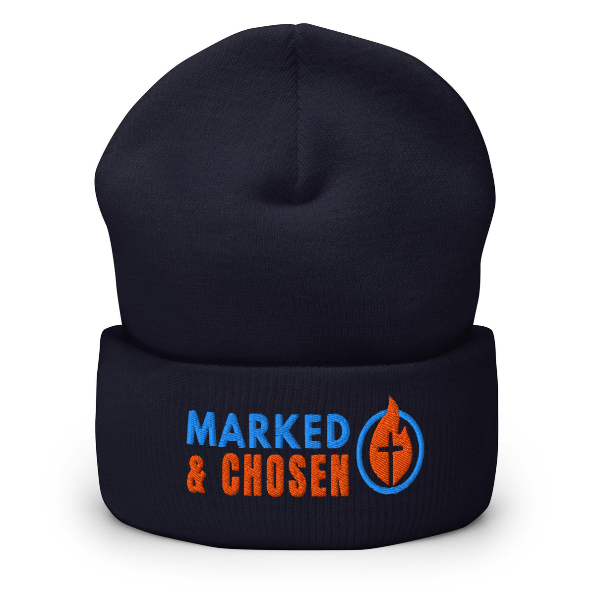 Unisex Yupoong 1501KC classic cuffed beanie, hypoallergenic 100% turbo-spun acrylic knit, 12-inch length, Navy.