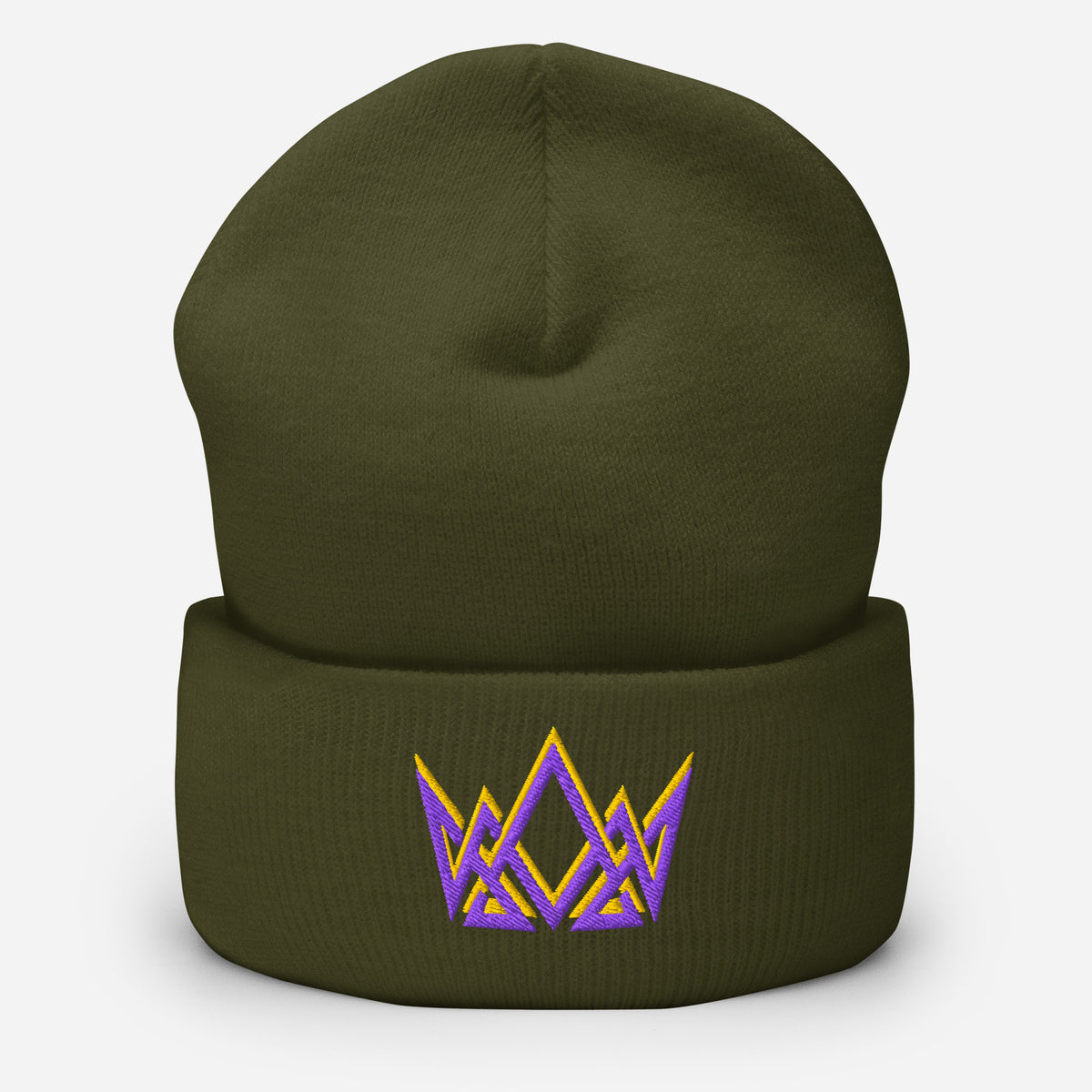 Royalty Cuffed Beanie - Olive - Front View