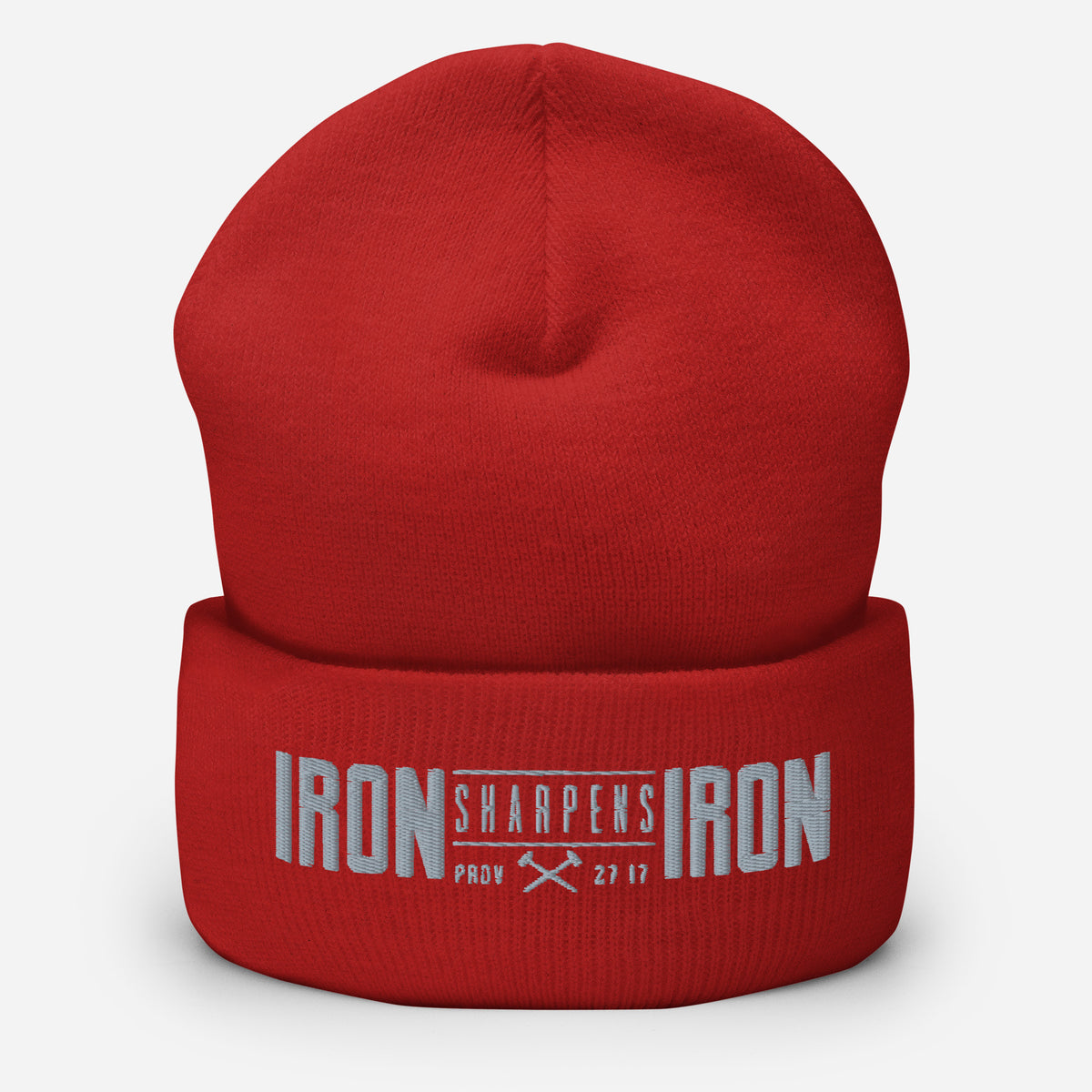 Men's Iron Sharpens Iron Beanie - Red - Front View