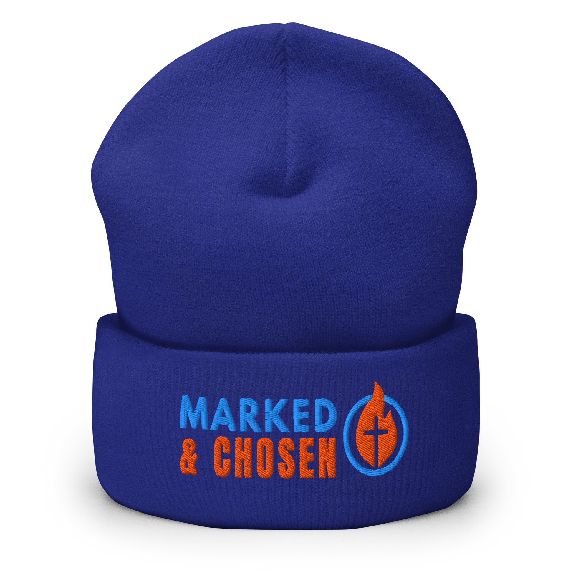 Unisex Yupoong 1501KC classic cuffed beanie, hypoallergenic 100% turbo-spun acrylic knit, 12-inch length, Royal.