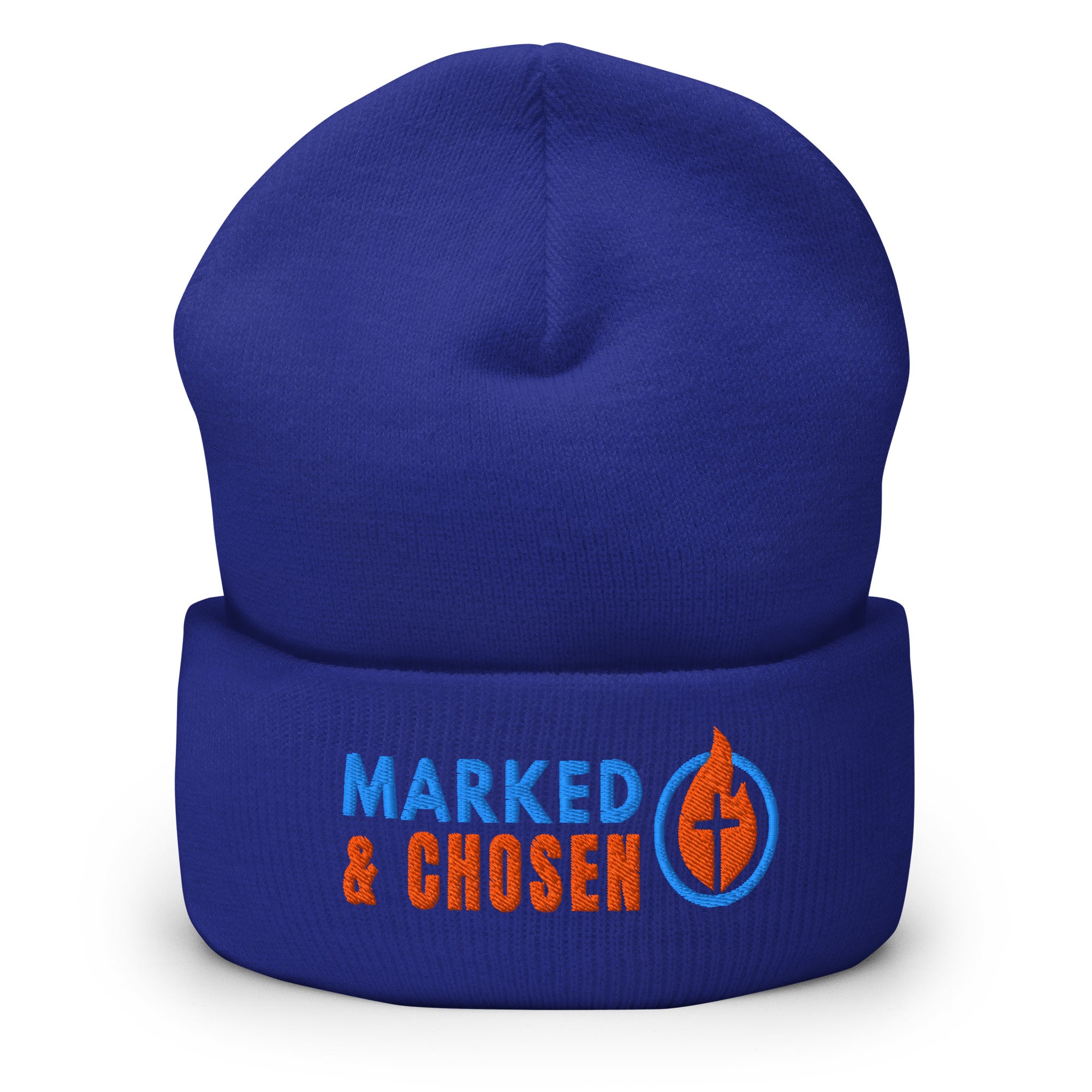 Unisex Yupoong 1501KC classic cuffed beanie, hypoallergenic 100% turbo-spun acrylic knit, 12-inch length, Royal.
