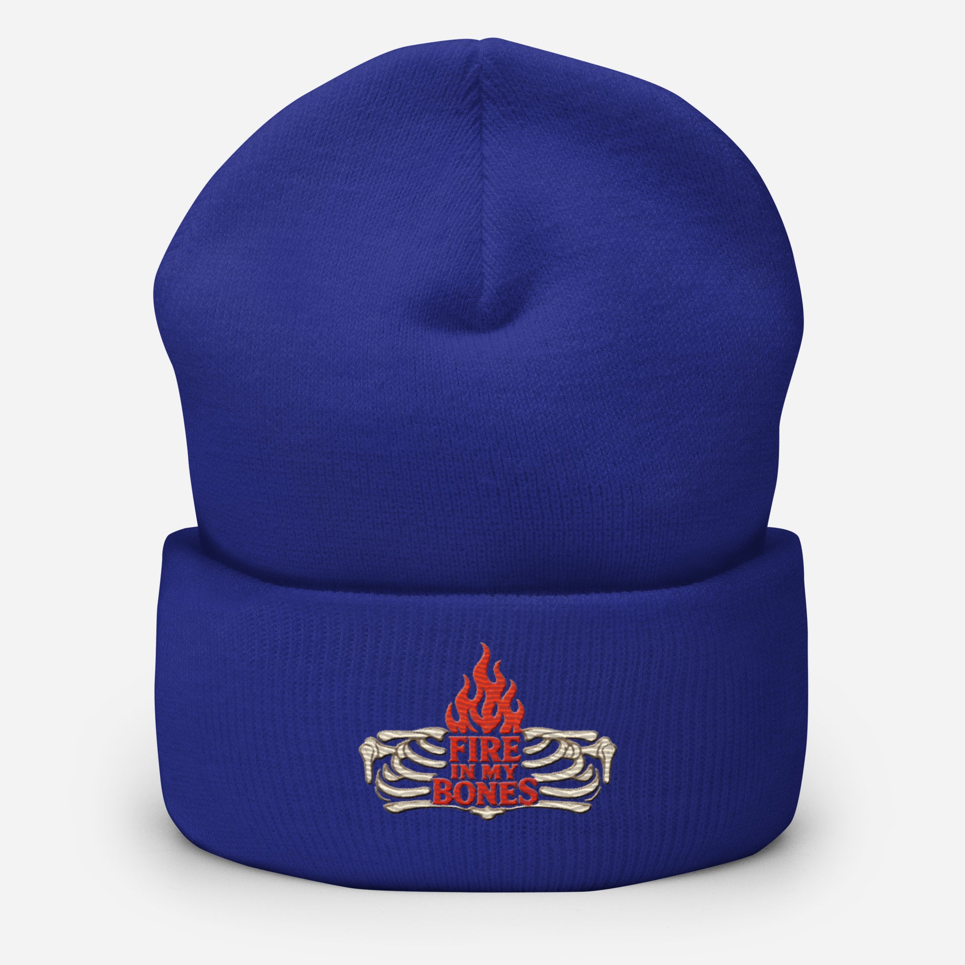 Fire in My Bones Cuffed Beanie - Royal - Front View