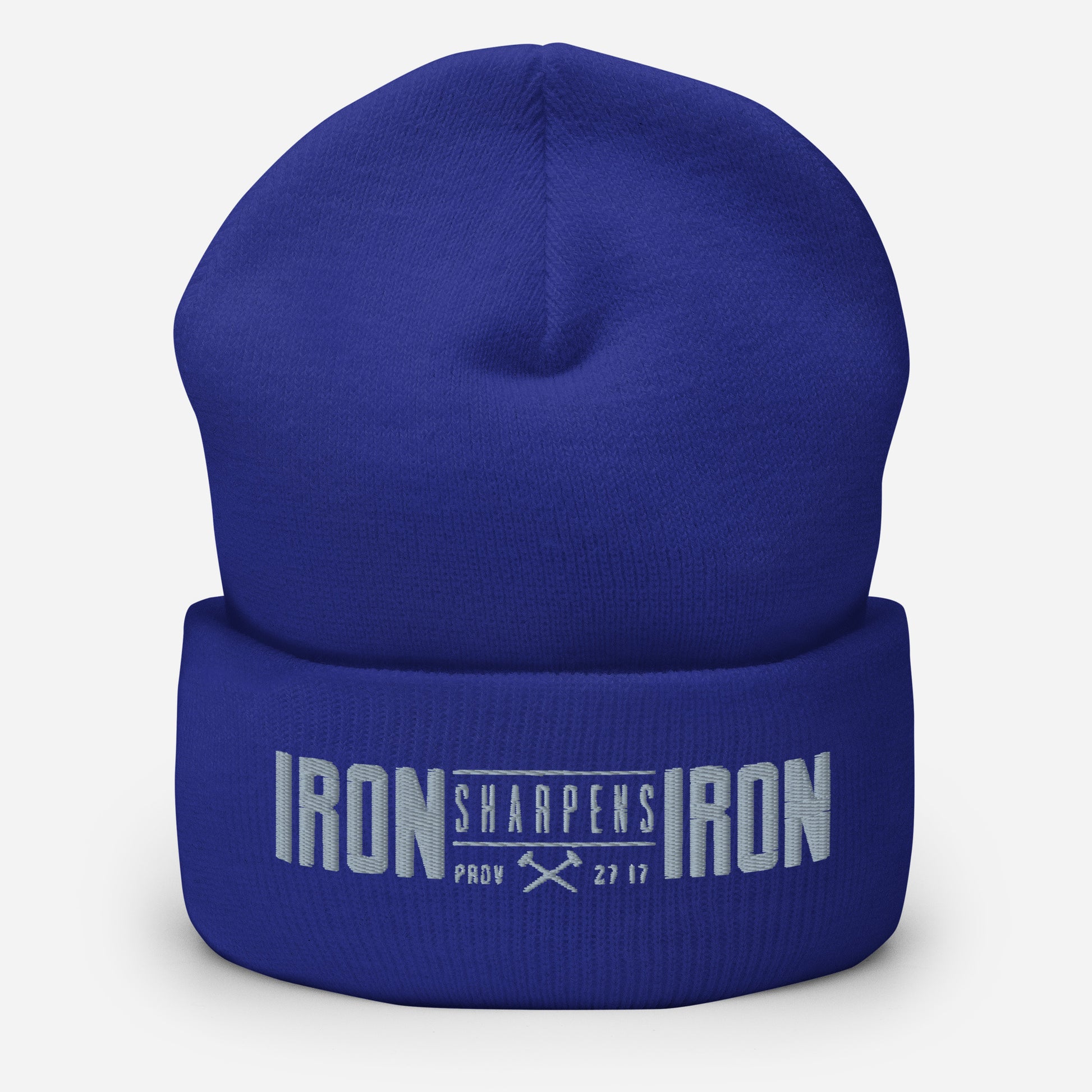 Men's Iron Sharpens Iron Beanie - Royal - Front View