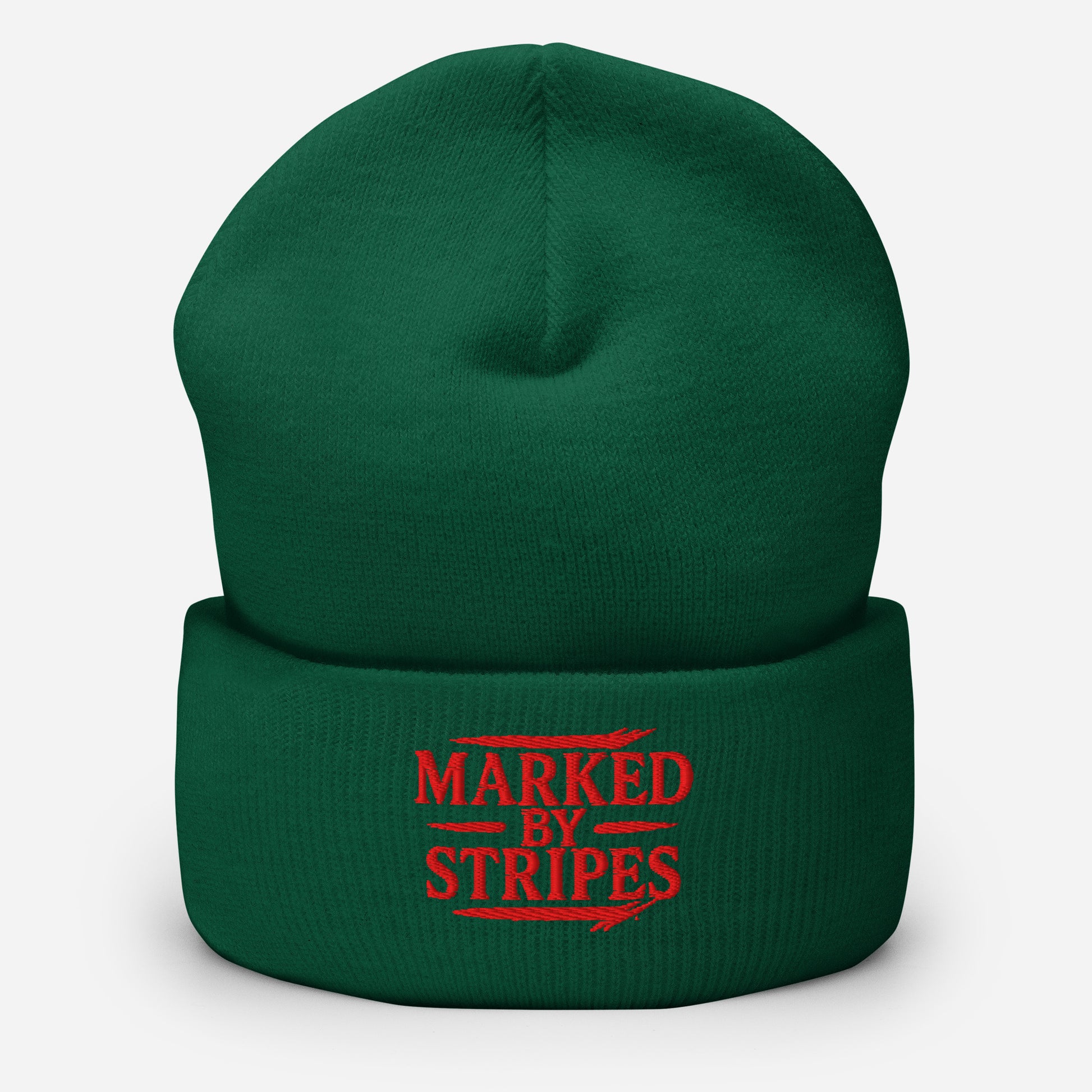 Marked by Stripes Cuffed Beanie - Spruce - Front View