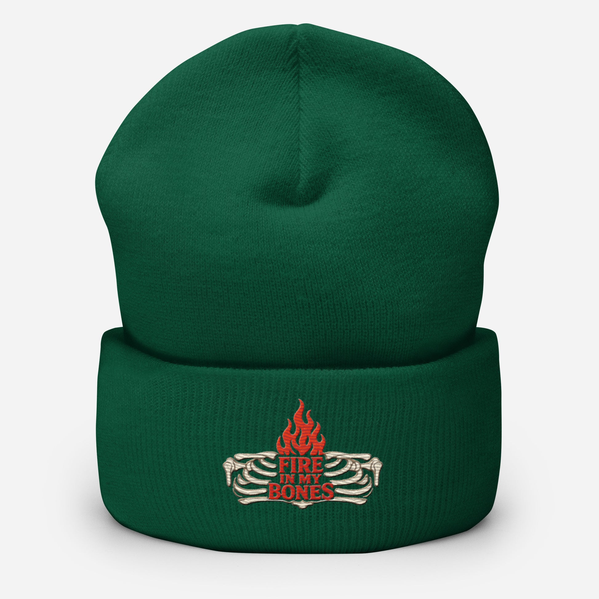 Fire in My Bones Cuffed Beanie - Spruce - Front View 3