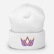 Royalty Cuffed Beanie - White - Front View
