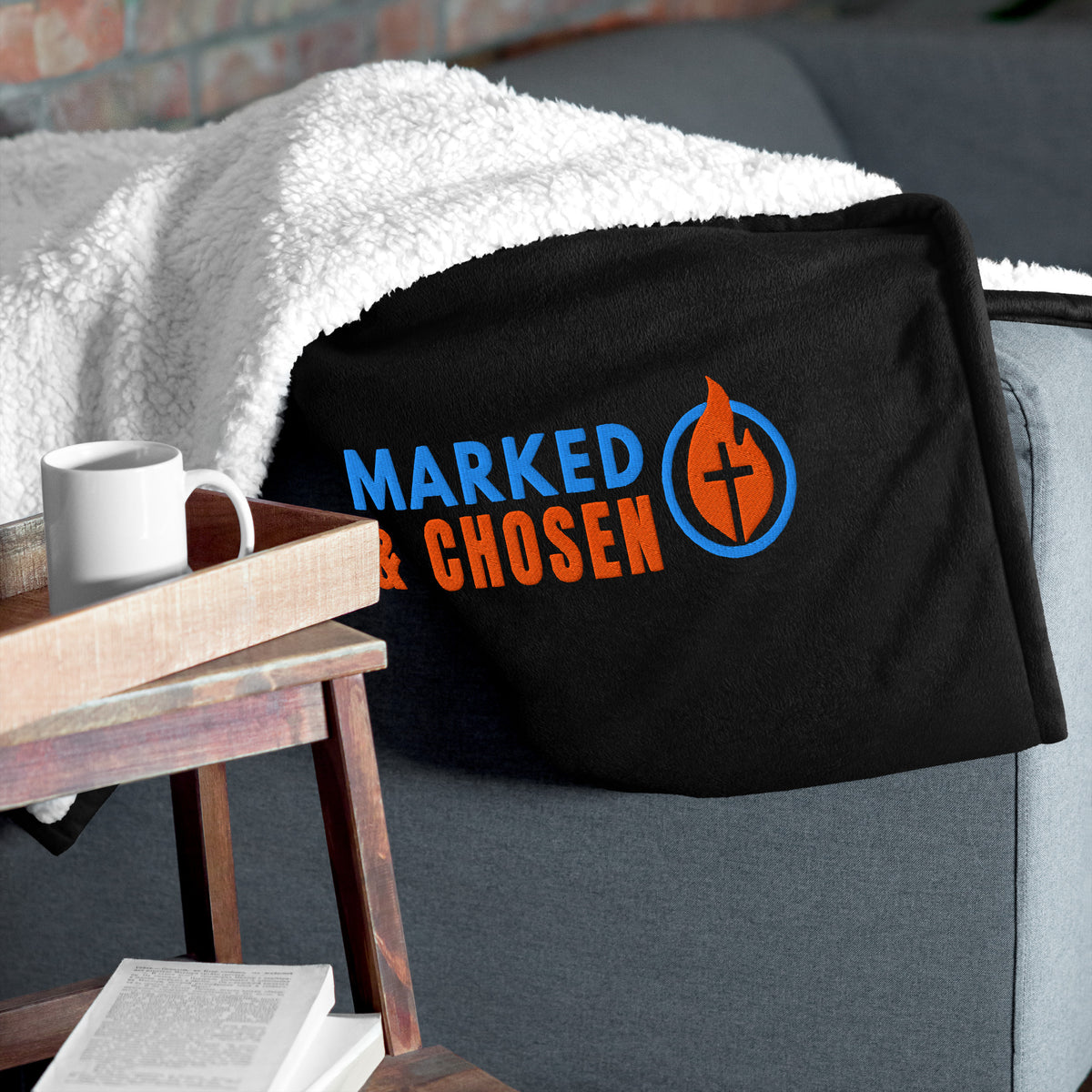 Marked & Chosen Premium Sherpa Blanket - Black - Front View