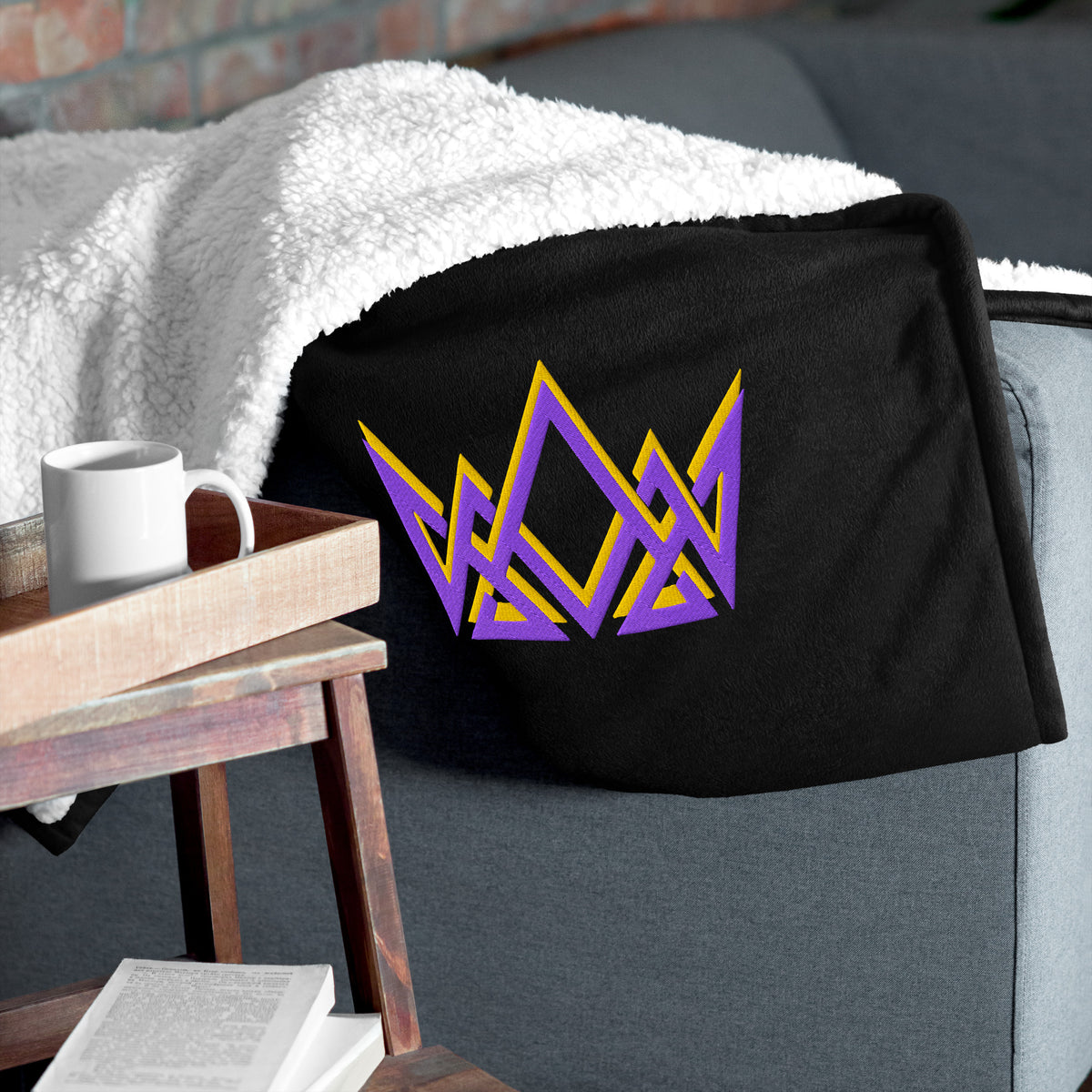 Royalty Premium Sherpa Blanket - Black - Front View