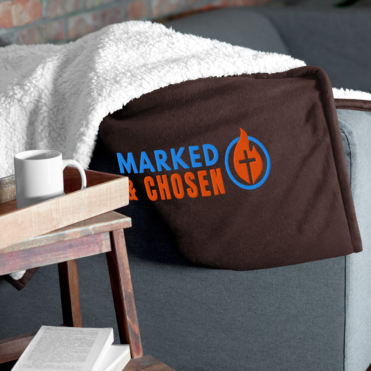 Marked & Chosen Premium Sherpa Blanket - Fireside Brown - Front View