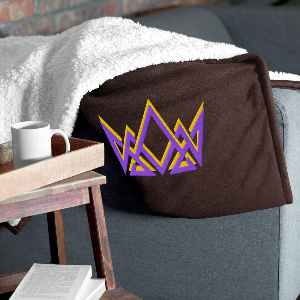 Royalty Premium Sherpa Blanket - Fireside Brown - Front View