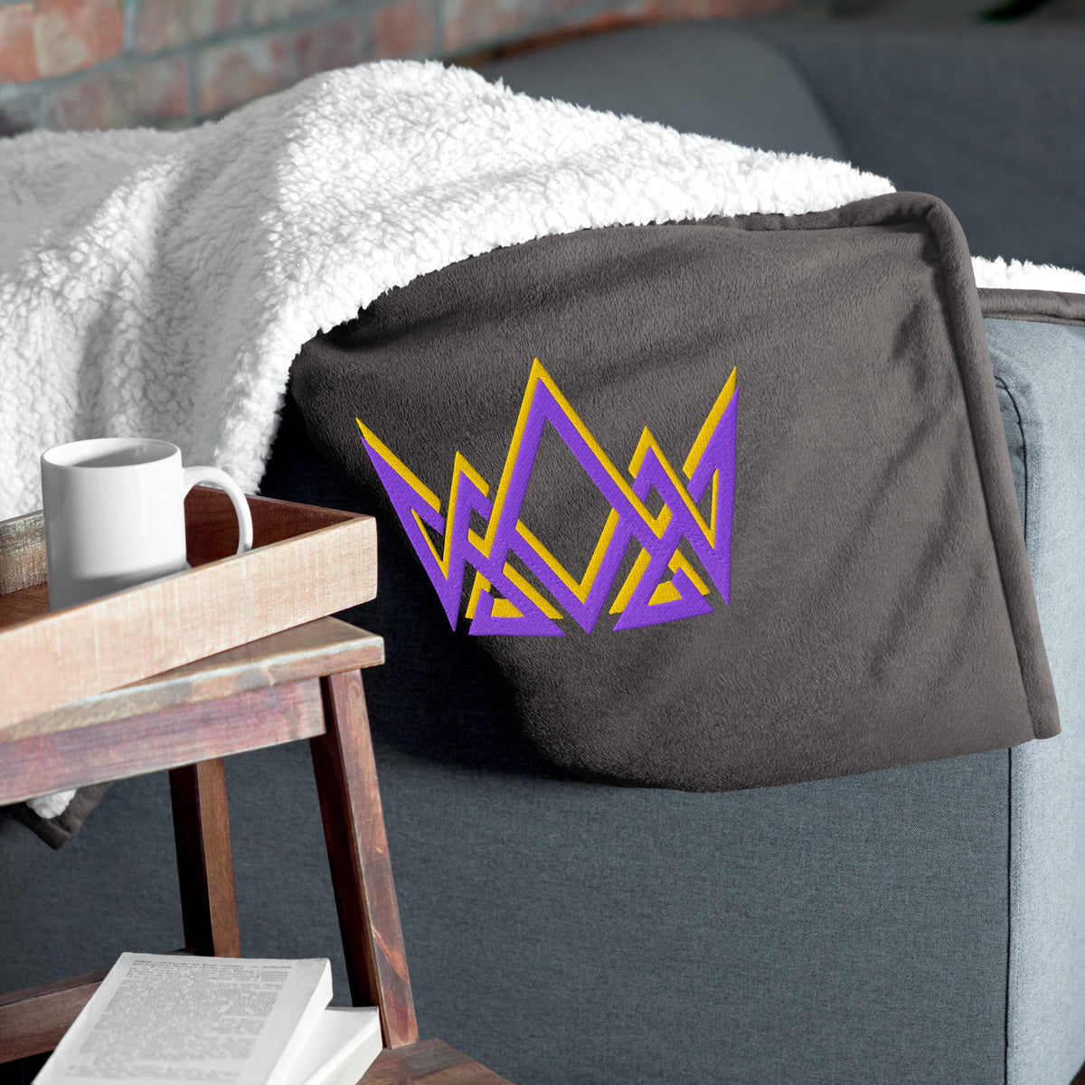 Royalty Premium Sherpa Blanket - Heather Grey - Front View