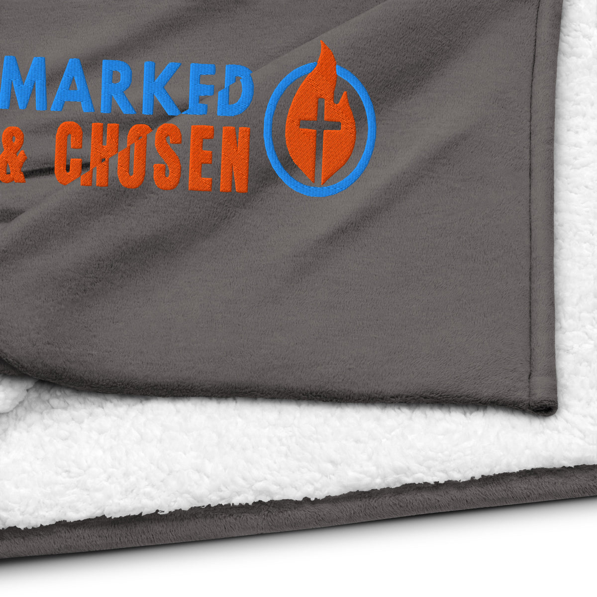 Marked & Chosen Premium Sherpa Blanket - Heather Grey - Detail View