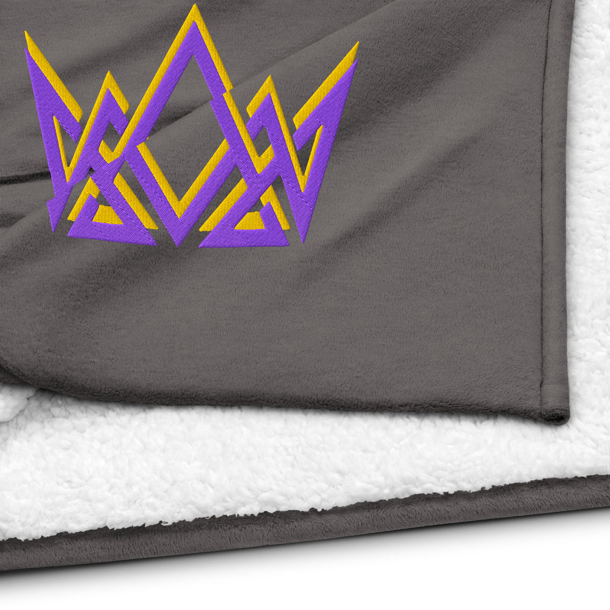 Royalty Premium Sherpa Blanket - Heather Grey - Detail View