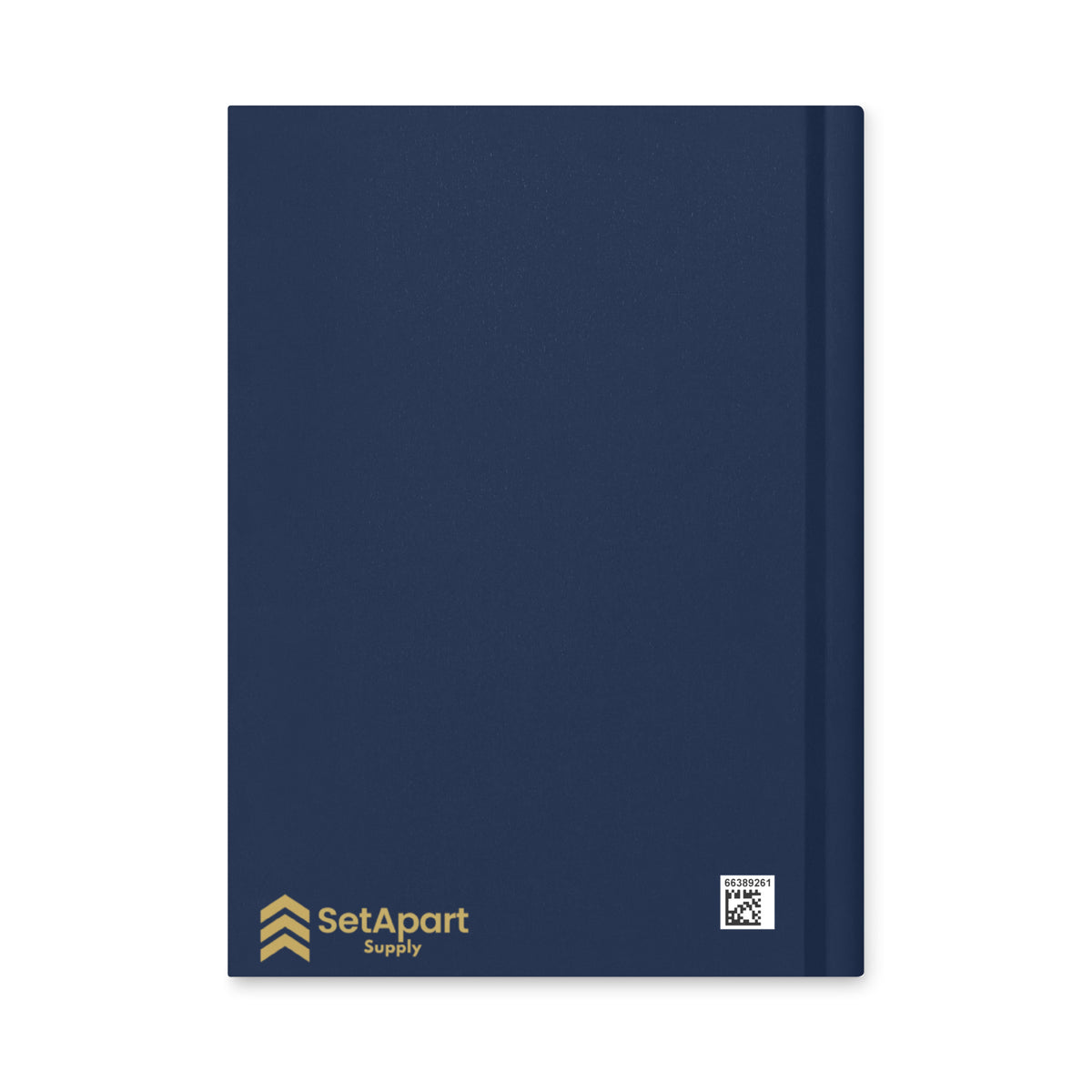 A dark navy blue hardcover notebook or planner cover with a visible spine, featuring the SetApart Supply logo in gold at the bottom left and a small barcode label at the bottom right, shown on a plain white background.