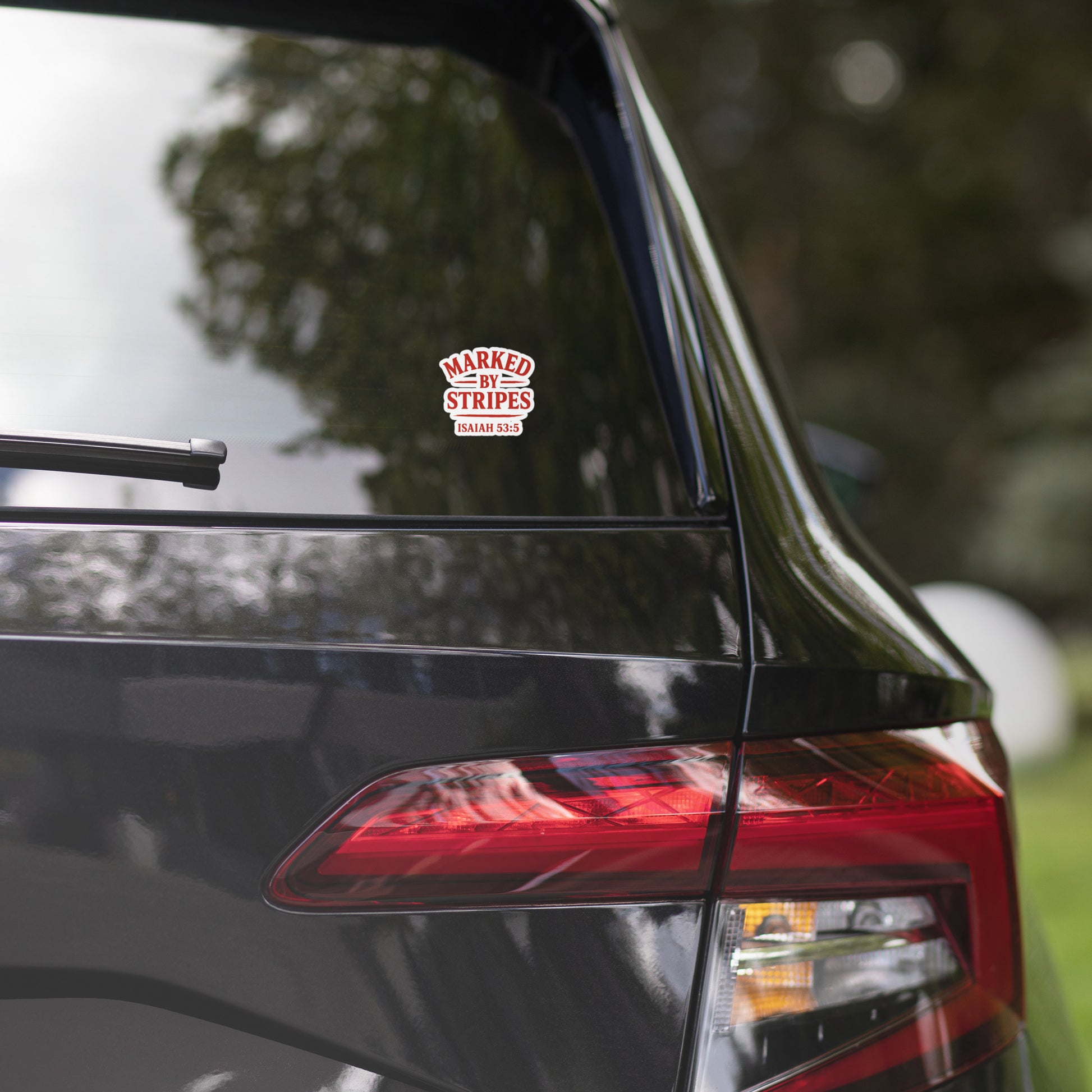 Marked by Stripes Sticker - 3″×3″ - Front View