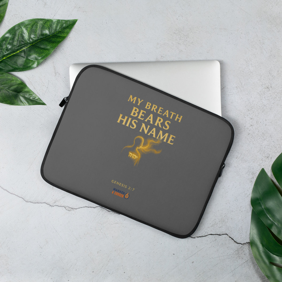 My Breath Bears His Name Laptop Sleeve - 13″ - Front View