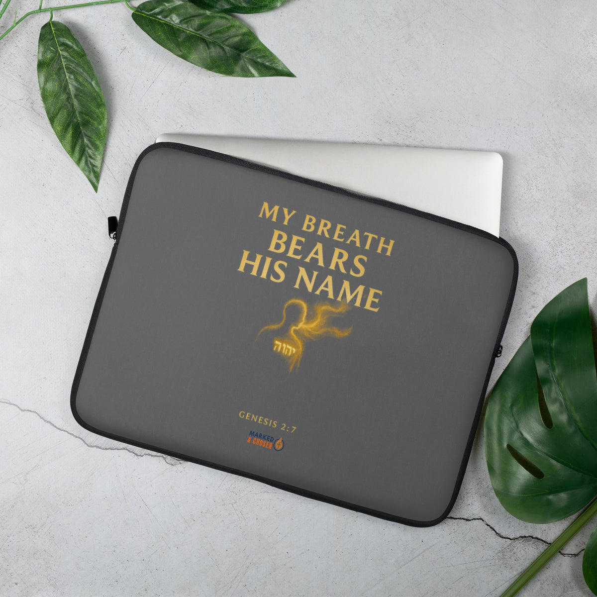 My Breath Bears His Name Laptop Sleeve - 15″ - Front View
