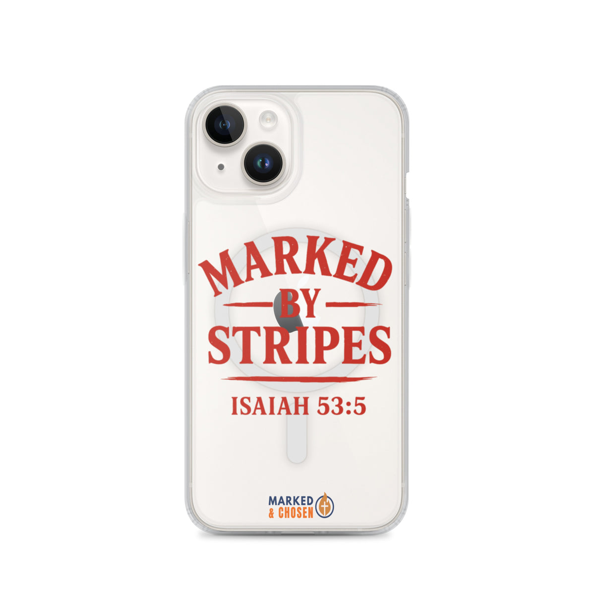 Marked by Stripes Clear MagSafe iPhone Case - iPhone 14 - Front View