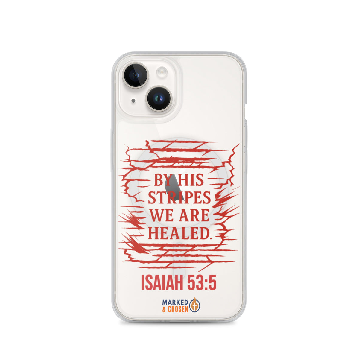 By His Stripes Clear MagSafe iPhone Case - iPhone 14 - Front View