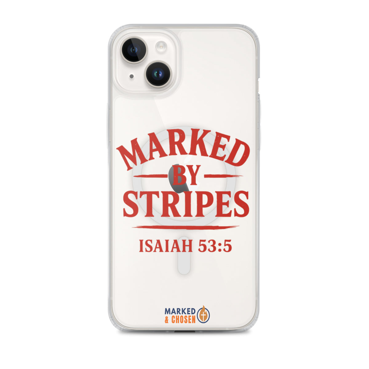 Marked by Stripes Clear MagSafe iPhone Case - iPhone 14 Plus - Front View