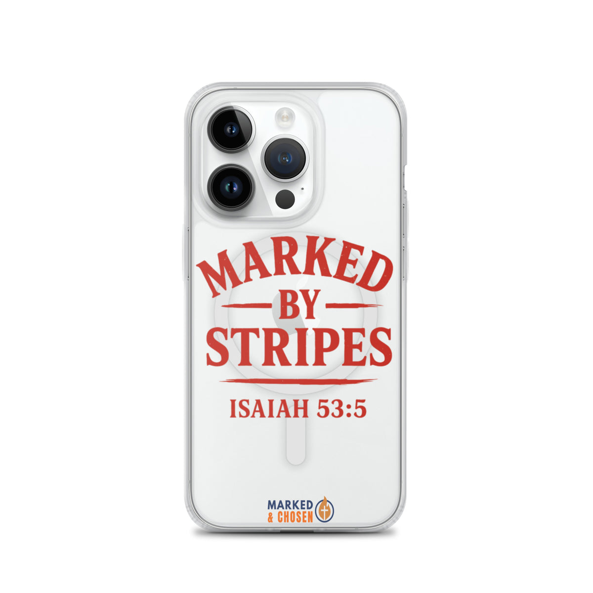 Marked by Stripes Clear MagSafe iPhone Case - iPhone 14 Pro - Front View