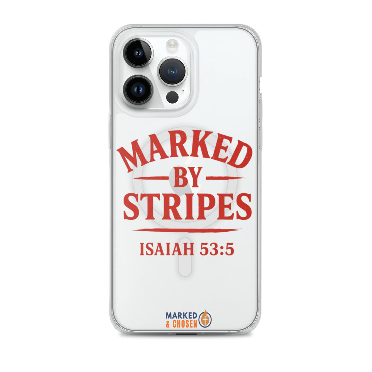 Marked by Stripes Clear MagSafe iPhone Case - iPhone 14 Pro Max - Front View