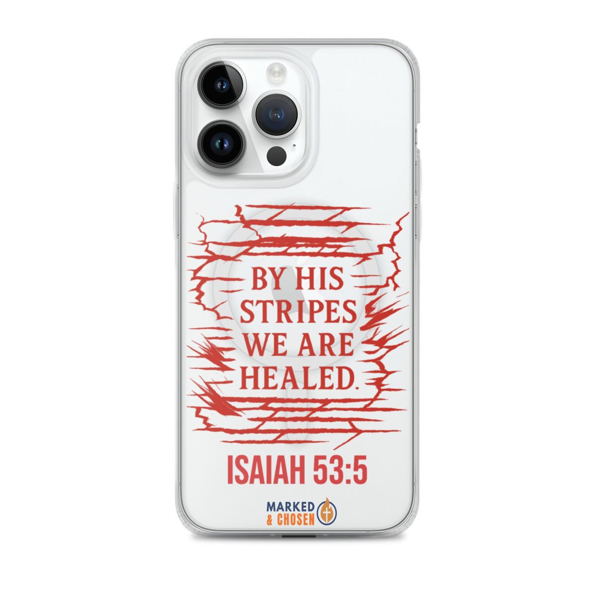 By His Stripes Clear MagSafe iPhone Case - iPhone 14 Pro Max - Front View
