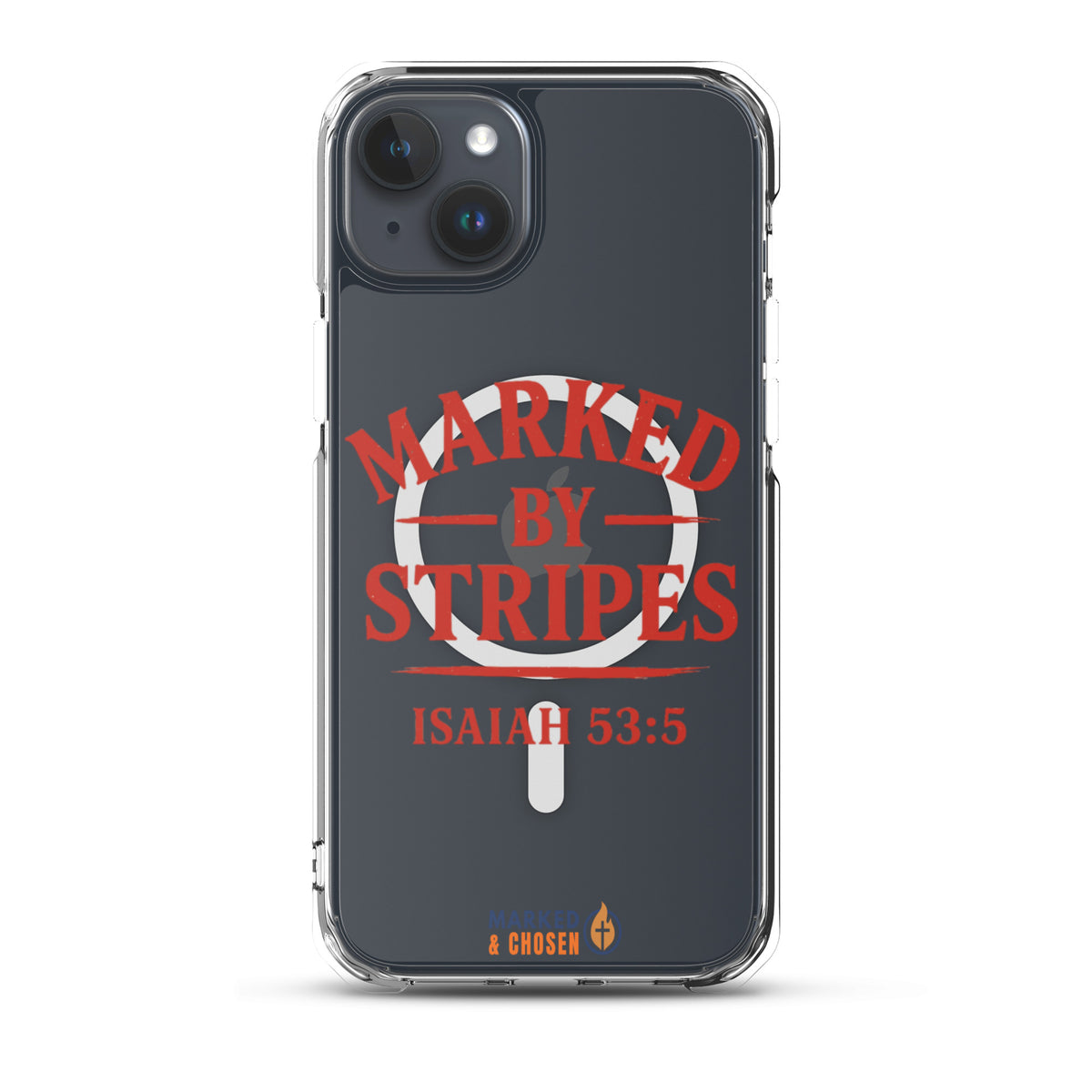 Marked by Stripes Clear MagSafe iPhone Case - iPhone 15 Plus - Front View