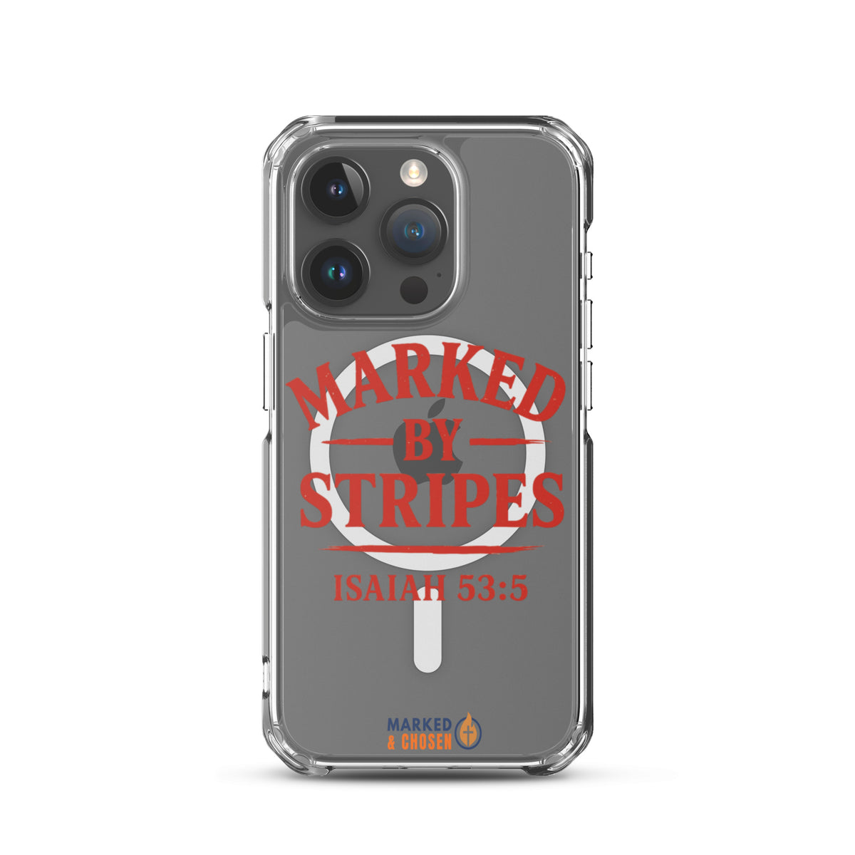 Marked by Stripes Clear MagSafe iPhone Case - iPhone 15 Pro - Front View