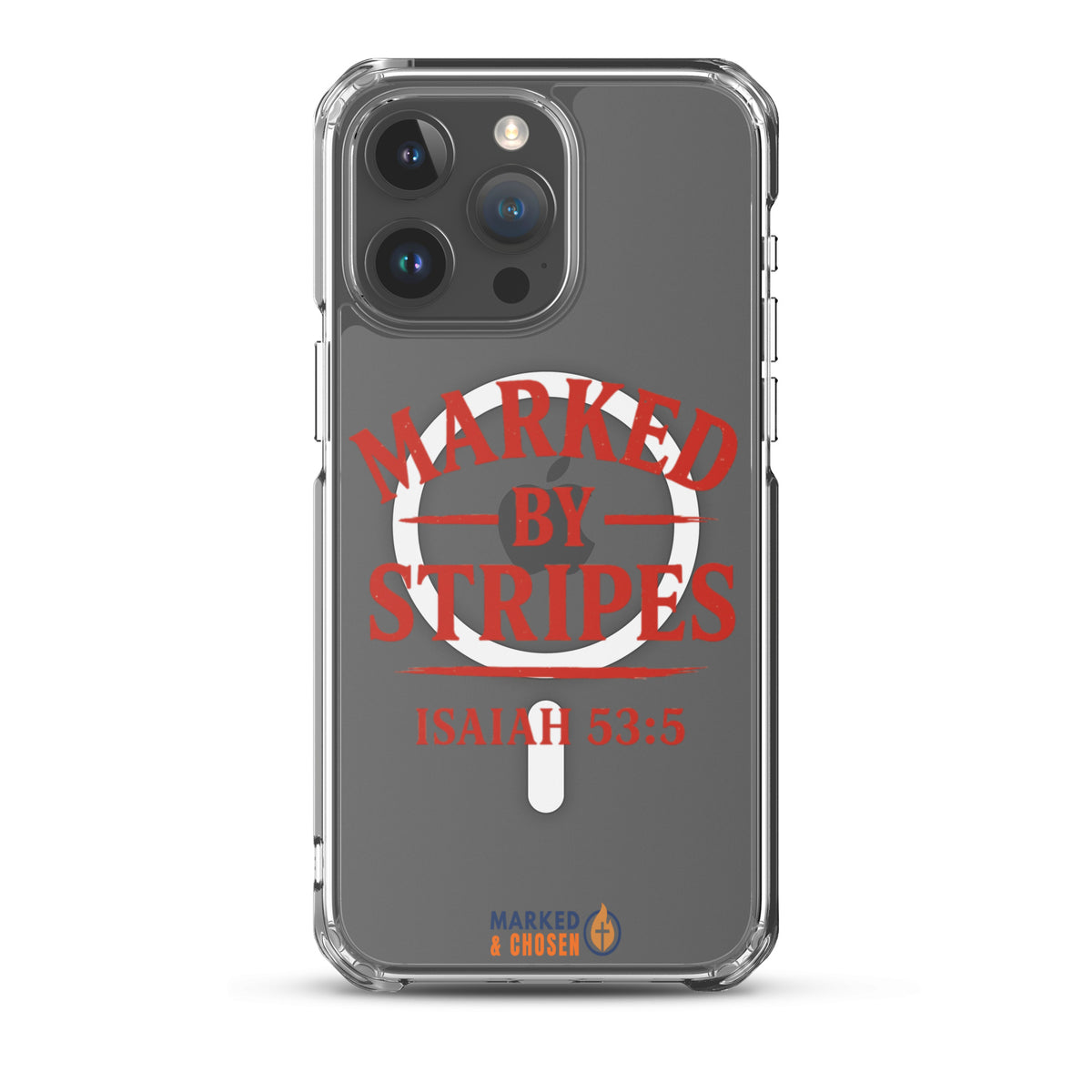 Marked by Stripes Clear MagSafe iPhone Case - iPhone 15 Pro Max - Front View