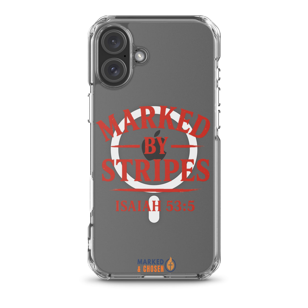 Marked by Stripes Clear MagSafe iPhone Case - iPhone 16 Plus - Front View