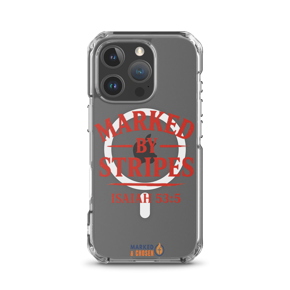 Marked by Stripes Clear MagSafe iPhone Case - iPhone 16 Pro - Front View