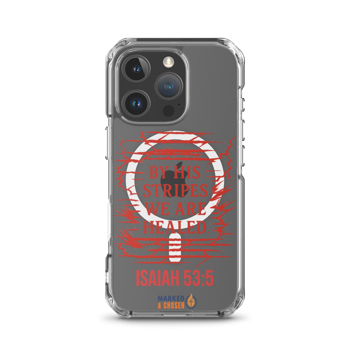 By His Stripes Clear MagSafe iPhone Case - iPhone 16 Pro - Front View