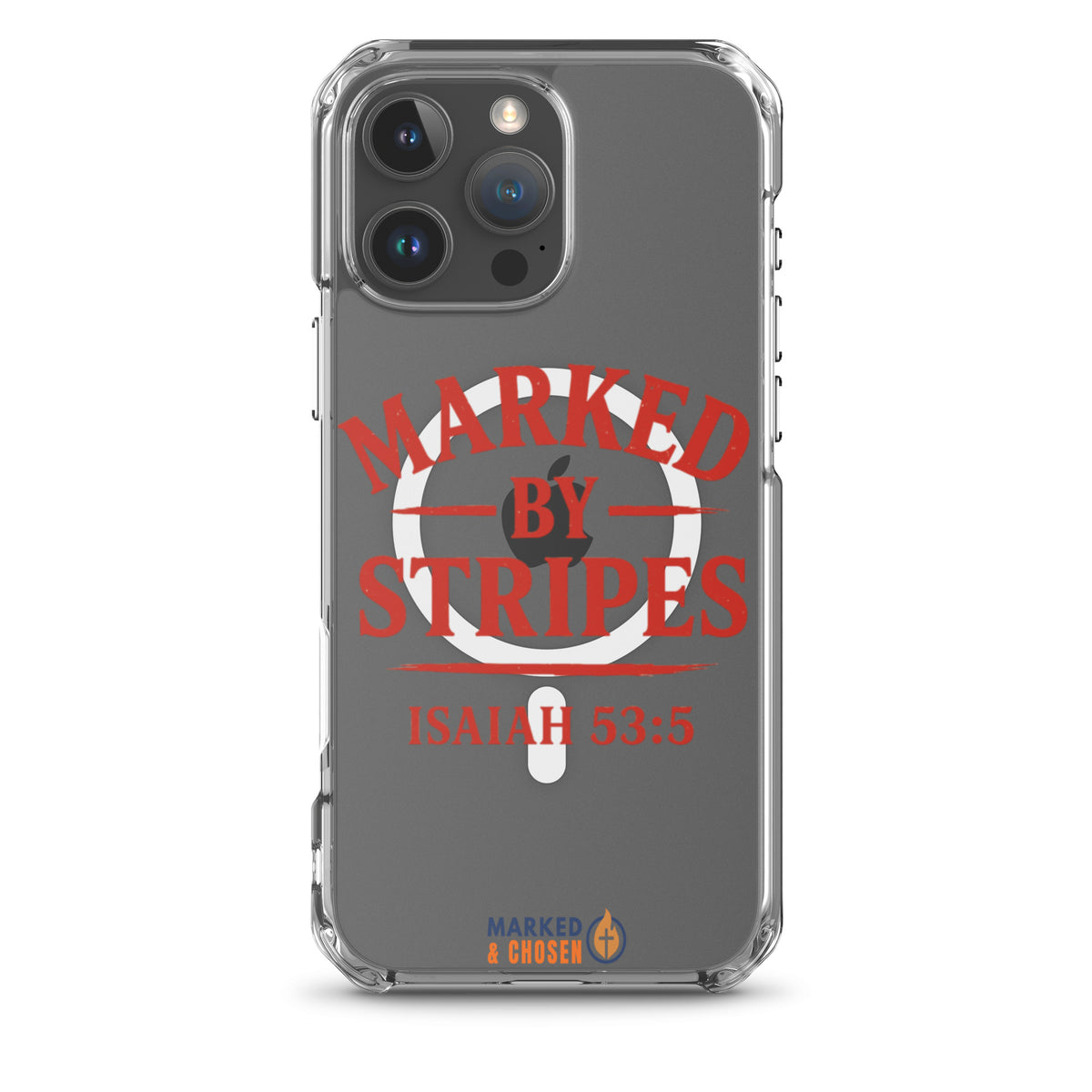 Marked by Stripes Clear MagSafe iPhone Case - iPhone 16 Pro Max - Front View