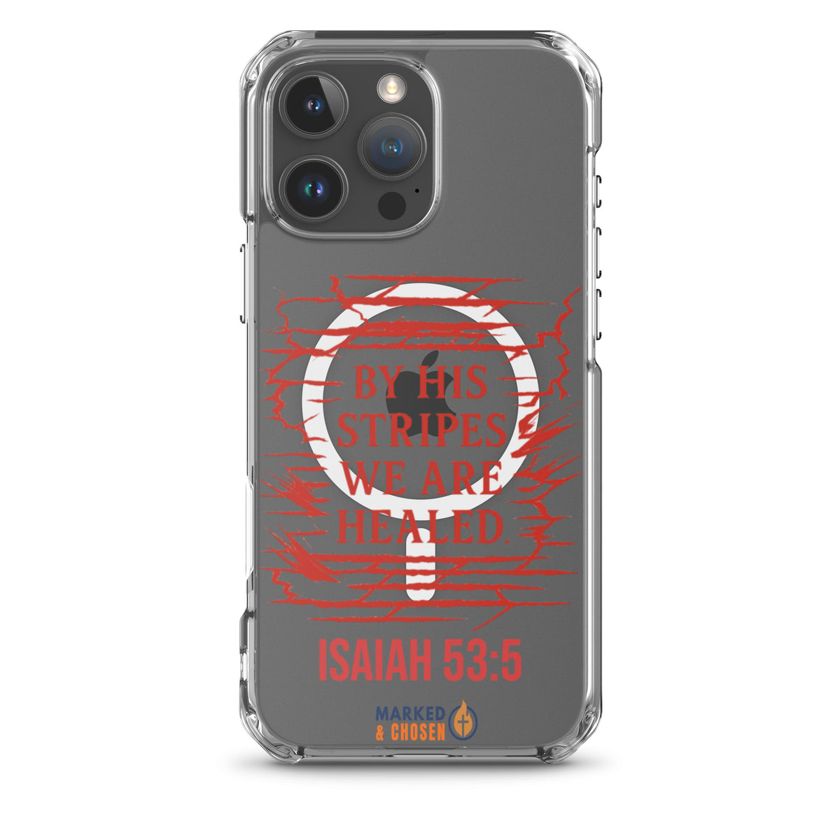 By His Stripes Clear MagSafe iPhone Case - iPhone 16 Pro Max - Front View