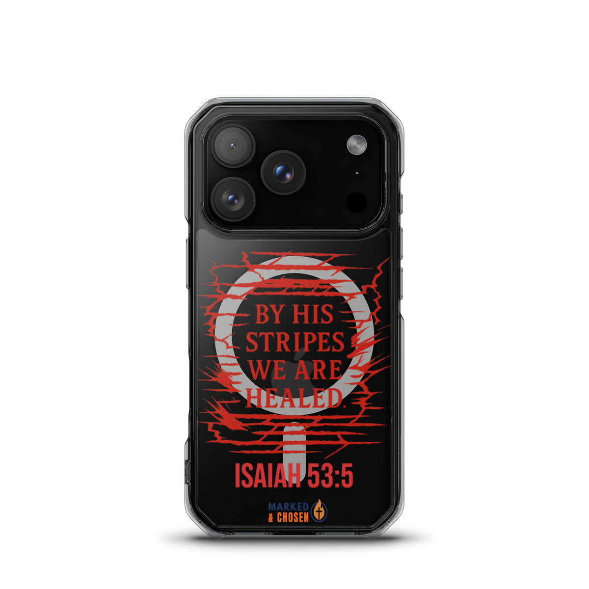 By His Stripes Clear MagSafe iPhone Case - iPhone 17 Pro - Front View