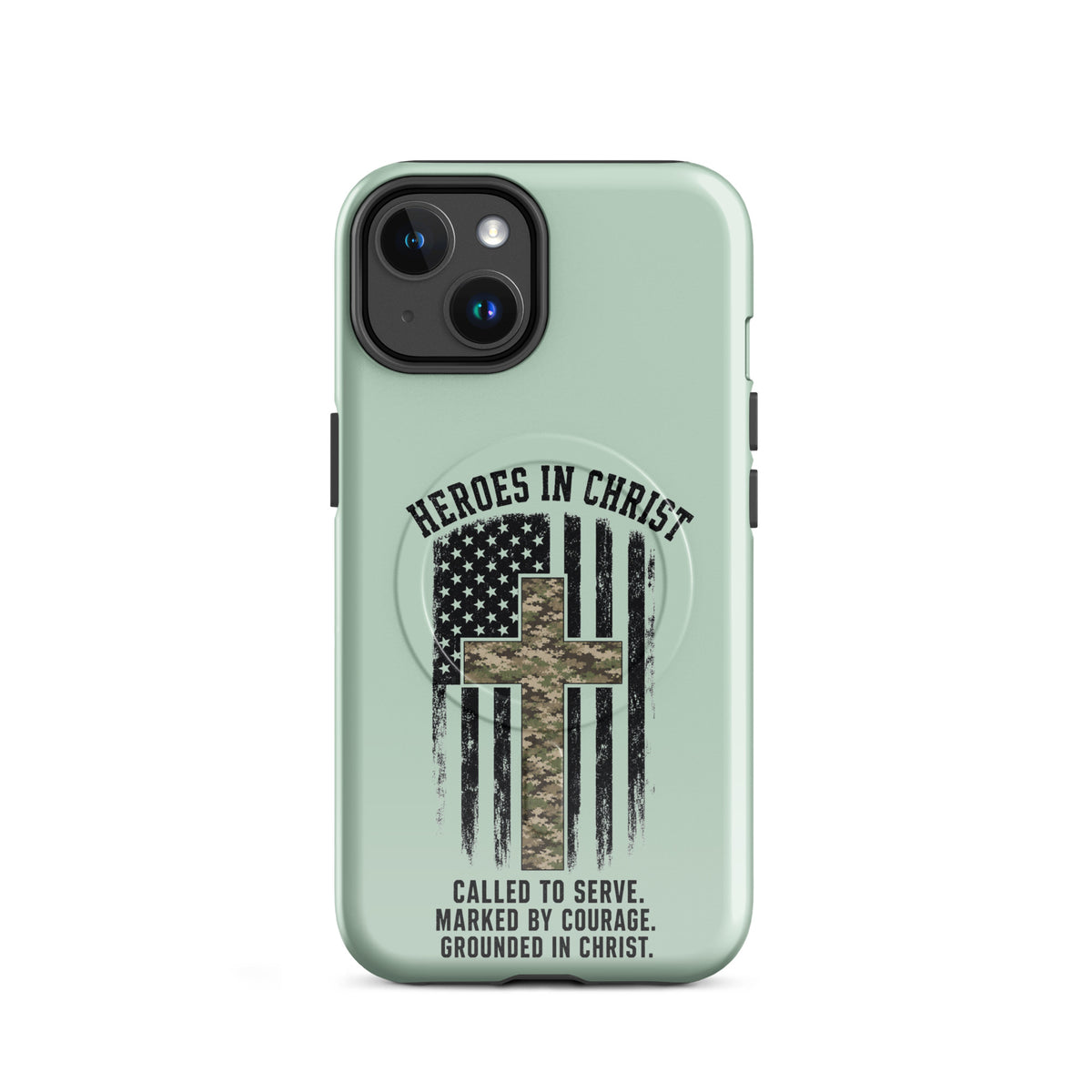 Heroes in Christ Army & Air Force Camo iPhone Tough Case - iPhone 14 - Front View