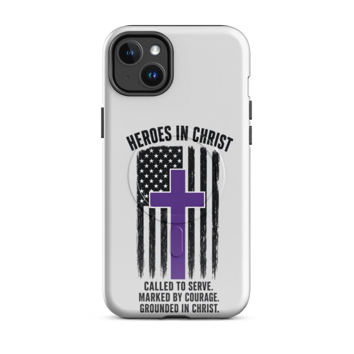 Heroes in Christ Security iPhone Tough Case - iPhone 14 Plus - Front View