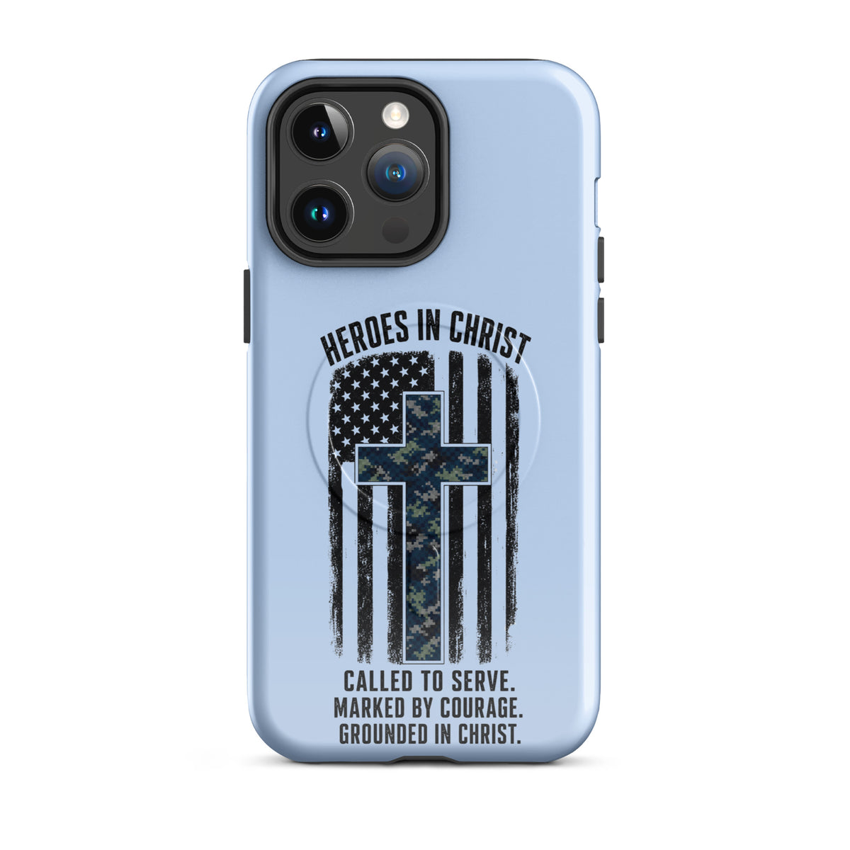 Heroes in Christ Navy Camo iPhone Tough Case - iPhone 14 Pro Max - Front View