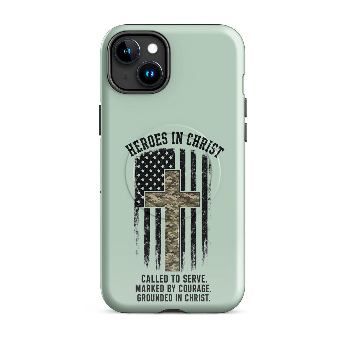 Heroes in Christ Army & Air Force Camo iPhone Tough Case - iPhone 15 Plus - Front View