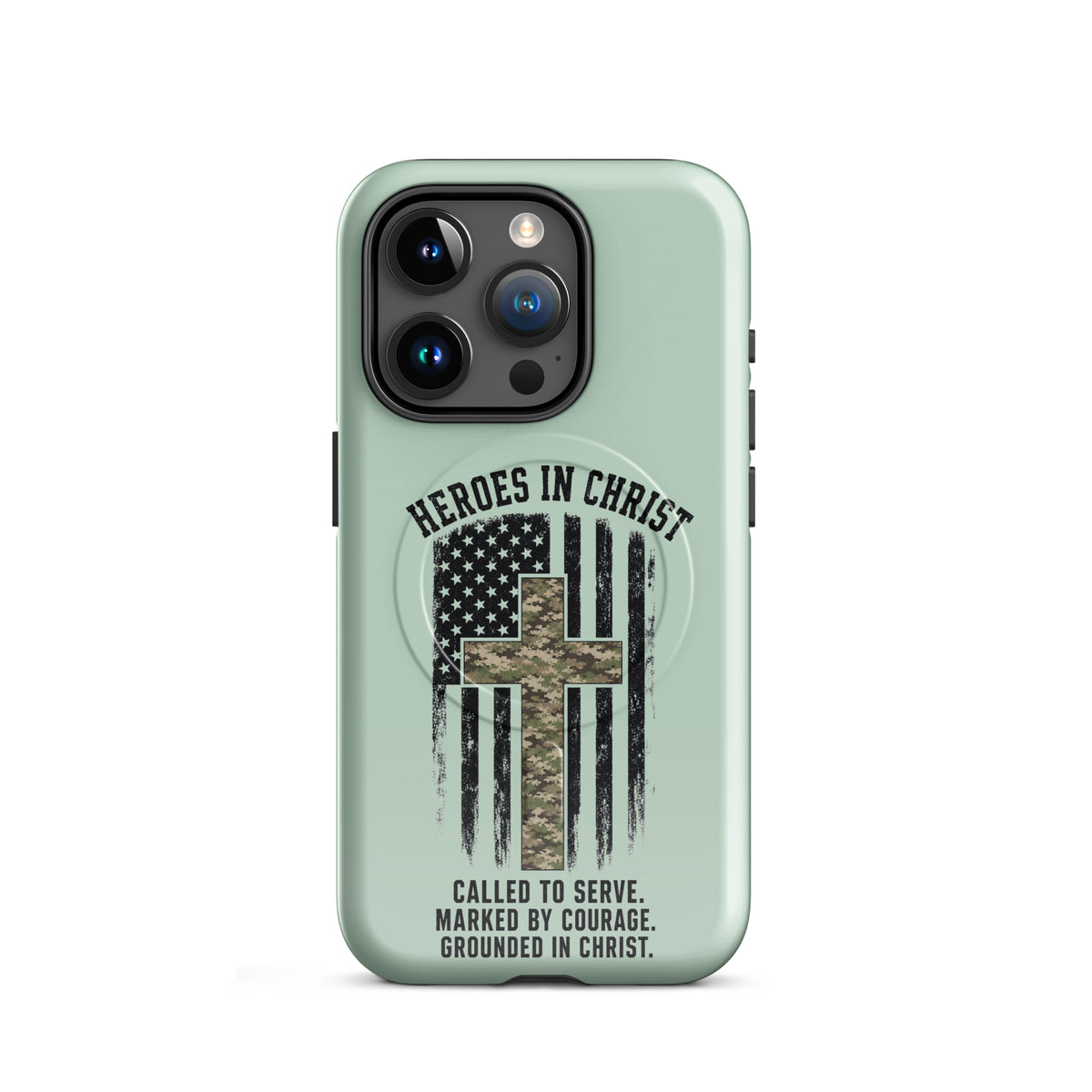 Heroes in Christ Army & Air Force Camo iPhone Tough Case - iPhone 15 Pro - Front View