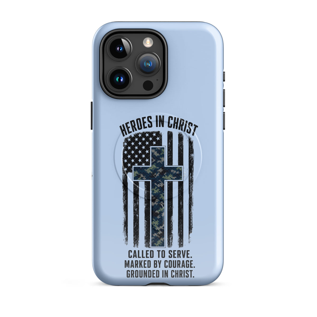 Heroes in Christ Navy Camo iPhone Tough Case - iPhone 15 Pro Max - Front View