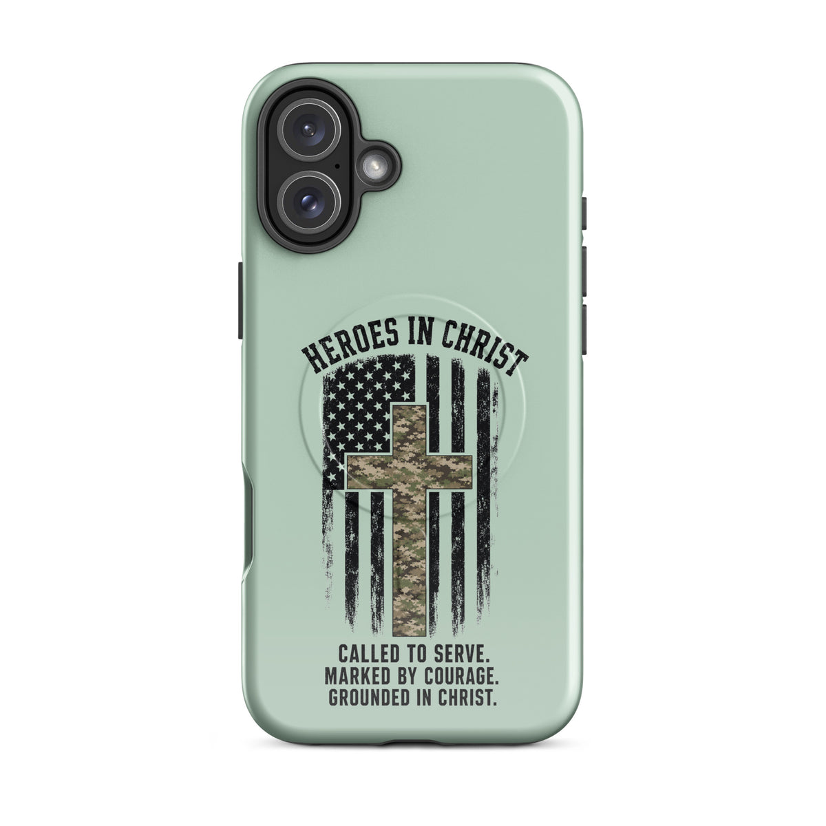 Heroes in Christ Army & Air Force Camo iPhone Tough Case - iPhone 16 Plus - Front View