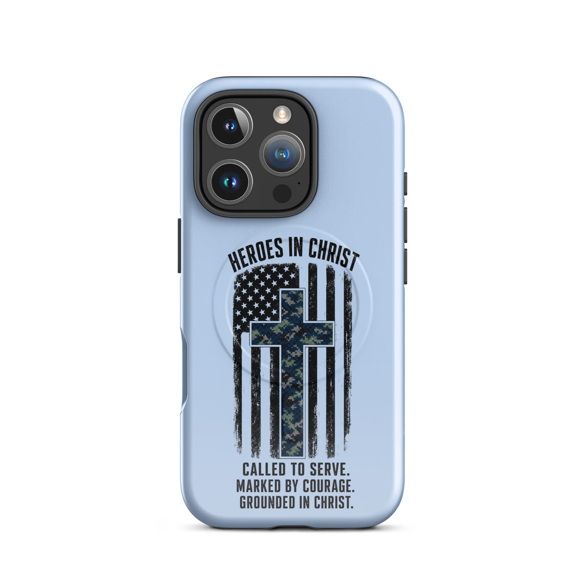 Heroes in Christ Navy Camo iPhone Tough Case - iPhone 16 Pro - Front View