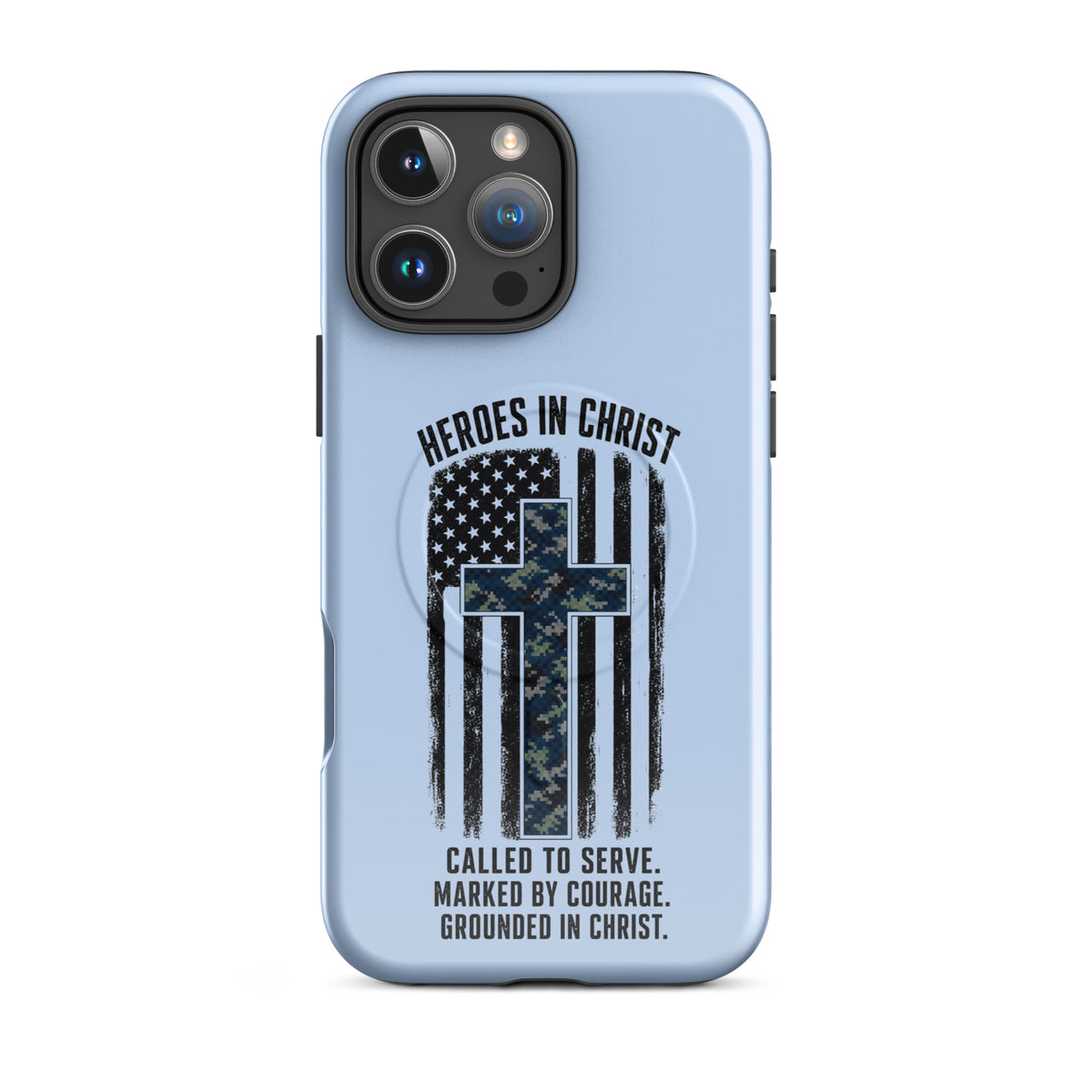 Heroes in Christ Navy Camo iPhone Tough Case - iPhone 16 Pro Max - Front View