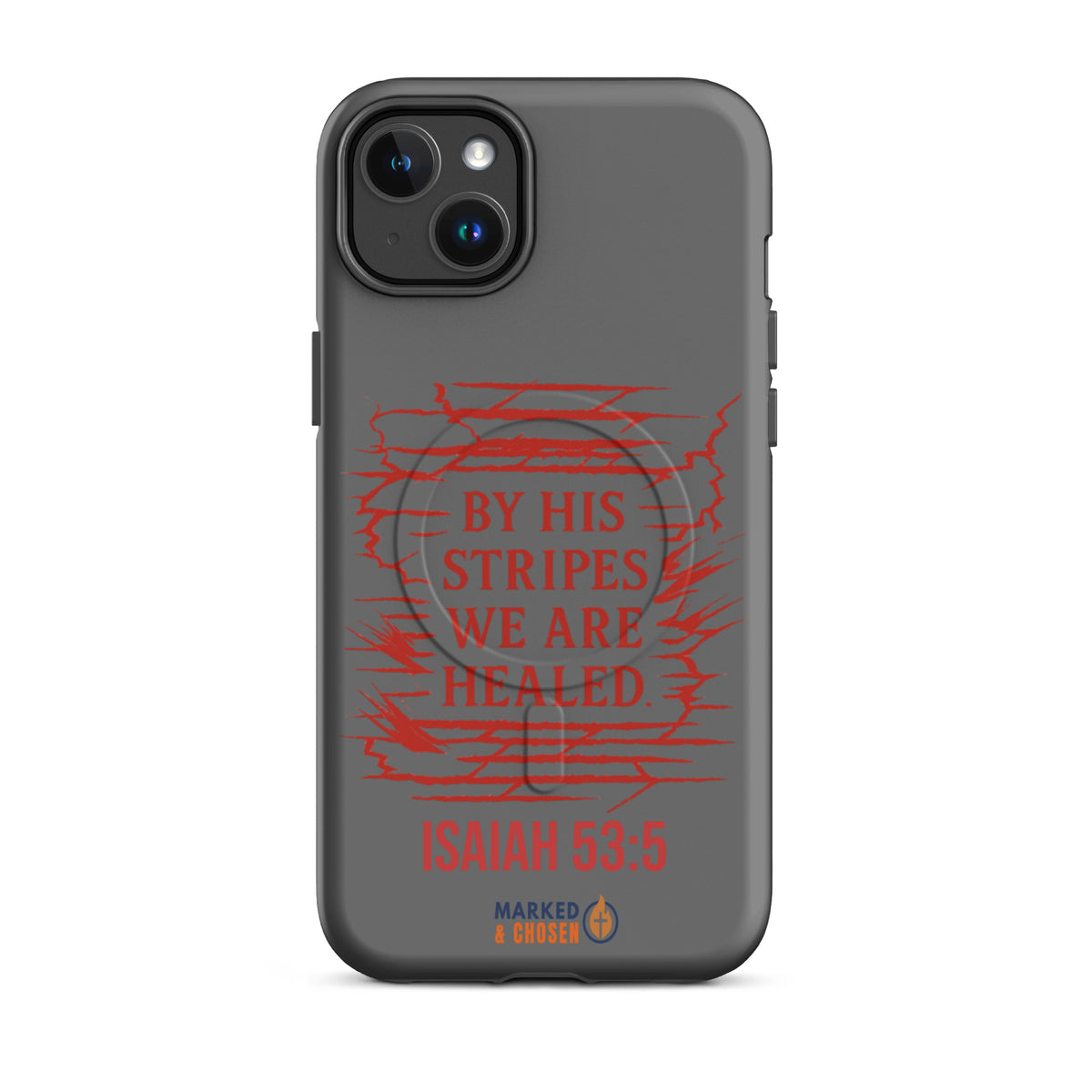 By His Stripes Tough MagSafe iPhone Case - iPhone 14 Plus - Front View