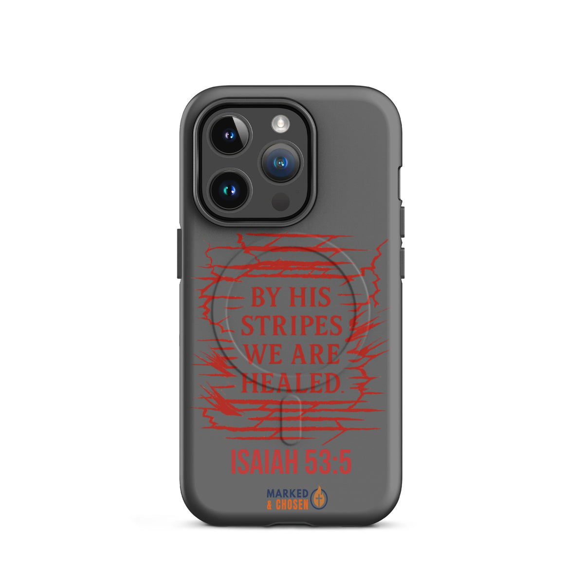 By His Stripes Tough MagSafe iPhone Case - iPhone 14 Pro - Front View